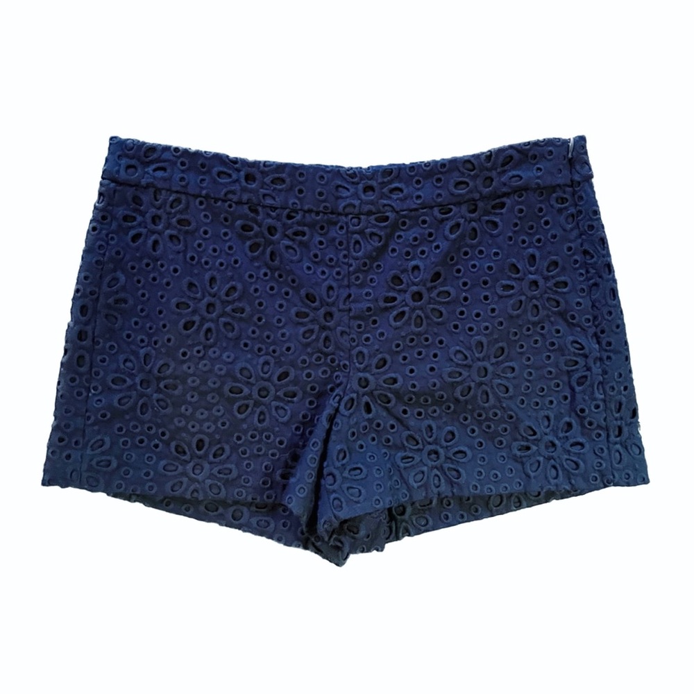 J. CREW Navy Floral Eyelet Cotton 3" Shorts Preppy